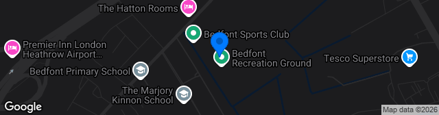 Map showing Bedfont Sports Recreation Ground
