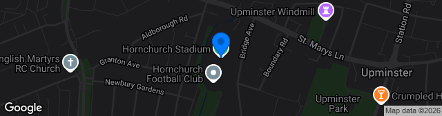 Map showing Hornchurch Stadium