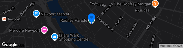 Map showing Rodney Parade