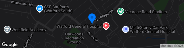 Map showing Vicarage Road