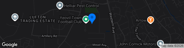 Map showing Huish Park Stadium