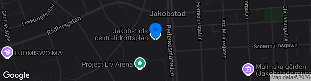 Map showing Jakobstads Centralplan (Pietarsaaren Keskuskenttä)