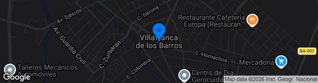 Map showing Estadio Municipal de Villafranca de los Barros