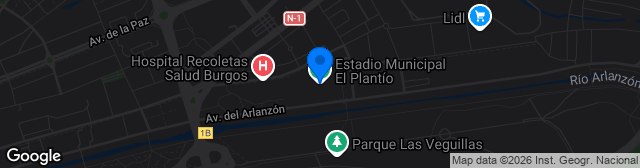 Map showing Estadio Municipal de El Plantío