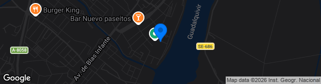 Map showing Estadio Guadalquivir
