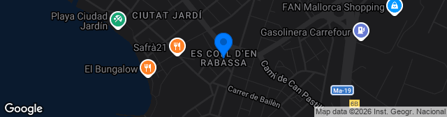 Map showing Estadio Municipal Coll d’en Rebassa