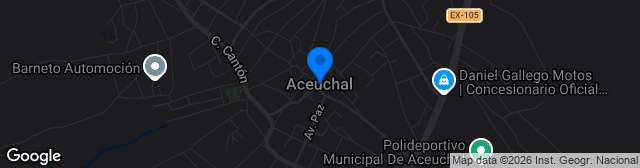 Map showing Polideportivo Municipal Aceuchal