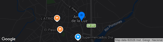 Map showing Estadio Municipal de Arroyo de la Luz