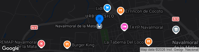 Map showing Estadio Municipal de Navalmoral de la Mata
