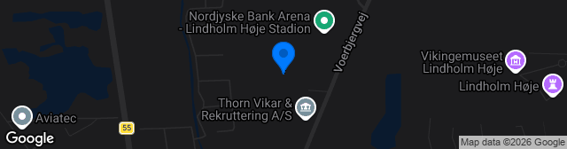 Map showing Lindholm Høje Stadion