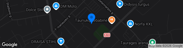 Map showing FK Tauras dirbtinės dangos stadionas
