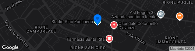 Map showing Stadio Comunale Pino Zaccheria